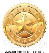 Vector Illustration of Gold Star Shiny Medal Symbol Award Badge Icon by AtStockIllustration