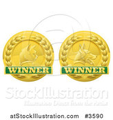 Vector Illustration of Golden Cat and Dog Pet Award Medals by AtStockIllustration