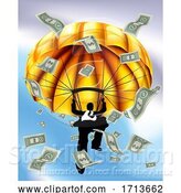 Vector Illustration of Golden Parachute Cash Silhouette Businessman by AtStockIllustration
