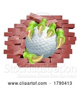 Vector Illustration of Golf Ball Claw Breaking Through Wall by AtStockIllustration