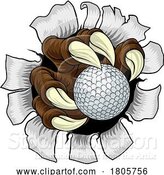 Vector Illustration of Golf Ball Claw Monster Animal Hand by AtStockIllustration