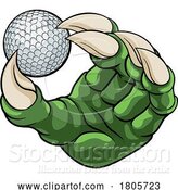 Vector Illustration of Golf Ball Claw Monster Animal Hand by AtStockIllustration