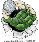 Vector Illustration of Golf Ball Claw Monster Animal Hand by AtStockIllustration