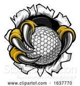 Vector Illustration of Golf Ball Eagle Claw Talons Ripping Background by AtStockIllustration