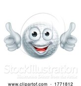 Vector Illustration of Golf Ball Emoticon Face Emoji Icon by AtStockIllustration