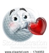 Vector Illustration of Golf Ball Kissing Heart Emoticon Emoji Icon Face by AtStockIllustration