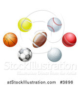 Vector Illustration of Golf Cricket Soccer Football Baseball Basketball and Tennis Balls by AtStockIllustration