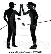 Vector Illustration of Golfer Golf Sports People in Silhouette by AtStockIllustration