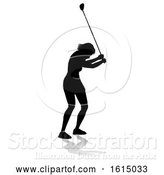 Vector Illustration of Golfer Golf Sports Person Silhouette, on a White Background by AtStockIllustration