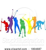 Vector Illustration of Golfers Golfing Silhouette Golf People Silhouettes by AtStockIllustration