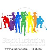 Vector Illustration of Golfers Golfing Silhouette Golf People Silhouettes by AtStockIllustration