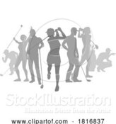 Vector Illustration of Golfers Golfing Silhouette Golf People Silhouettes by AtStockIllustration