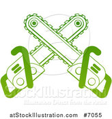 Vector Illustration of Gradient Green Crossed Chainsaws by AtStockIllustration