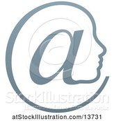 Vector Illustration of Gradient Profiled Face in an Email Arobase at Symbol by AtStockIllustration