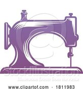 Vector Illustration of Gradient Purple Vintage Sewing Machine by AtStockIllustration