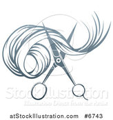 Vector Illustration of Gradient Scissors Cutting Hair by AtStockIllustration