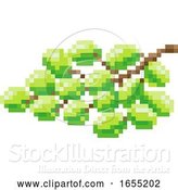 Vector Illustration of Grapes Bunch Pixel Art 8 Bit Video Game Fruit Icon by AtStockIllustration