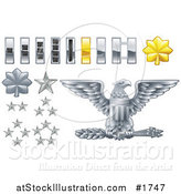 Vector Illustration of Gray and Yellow Military American Army Officer Ranks Insignia Icons by AtStockIllustration