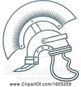Vector Illustration of Gray Trojan Spartan Helmet by AtStockIllustration