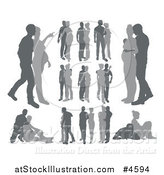 Vector Illustration of Grayscale Pregnant Couple Silhouettes by AtStockIllustration