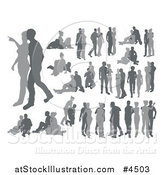 Vector Illustration of Grayscale Silhouetted Couples by AtStockIllustration