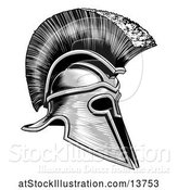 Vector Illustration of Grayscale Spartan Helmet by AtStockIllustration