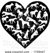 Vector Illustration of Great Dane Dog Heart Silhouette Concept by AtStockIllustration