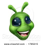 Vector Illustration of Green Alien Cute Emoticon Martian Face by AtStockIllustration