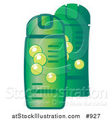 Vector Illustration of Green Bottles of Shampoo and Conditioner for Hair by AtStockIllustration