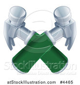 Vector Illustration of Green Handled Crossed Hammers by AtStockIllustration