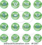 Vector Illustration of Green Icons of Security Symbols on a White Background by AtStockIllustration