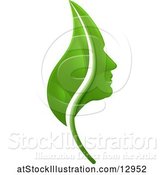 Vector Illustration of Green Leaf and Profiled Face by AtStockIllustration