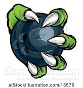 Vector Illustration of Green Monster Claw Holding a Bowling Ball by AtStockIllustration