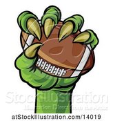 Vector Illustration of Green Monster Claw Holding a Football by AtStockIllustration