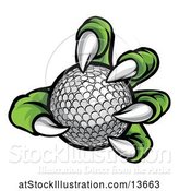 Vector Illustration of Green Monster Claw Holding a Golf Ball by AtStockIllustration