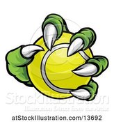 Vector Illustration of Green Monster Claw Holding a Tennis Ball by AtStockIllustration