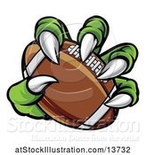 Vector Illustration of Green Monster Claw Holding an American Football by AtStockIllustration