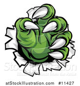 Vector Illustration of Green Monster Claws Ripping Through Metal with Sharp Talons by AtStockIllustration