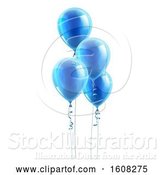 Vector Illustration of Group of 3d Blue Party Balloons by AtStockIllustration