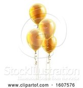 Vector Illustration of Group of 3d Golden Party Balloons by AtStockIllustration