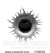 Vector Illustration of Gun Shot Bullet Hole Rip in Metal Design by AtStockIllustration