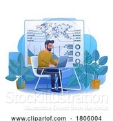 Vector Illustration of Guy Analysis Laptop Business Job Illustration by AtStockIllustration