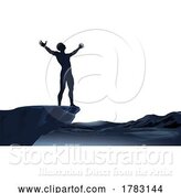 Vector Illustration of Guy Standing Silhouette Arms up Raised by AtStockIllustration