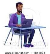 Vector Illustration of Guy Using Laptop Computer Illustration by AtStockIllustration