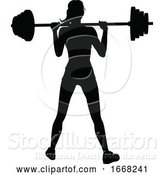 Vector Illustration of Gym Lady Silhouette Barbell Weights by AtStockIllustration
