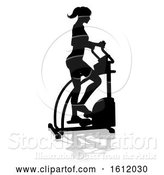 Vector Illustration of Gym Lady Silhouette Elliptical Cross Fit Machine by AtStockIllustration