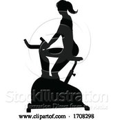 Vector Illustration of Gym Lady Silhouette Stationary Exercise Spin Bike by AtStockIllustration