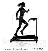 Vector Illustration of Gym Lady Silhouette Treadmill Running Machine by AtStockIllustration
