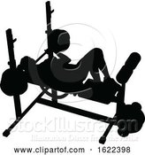 Vector Illustration of Gym Lady Silhouette Weights Bench Barbell by AtStockIllustration