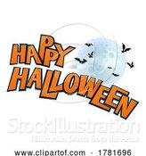 Vector Illustration of Halloween Background Bats and Moon Sign by AtStockIllustration